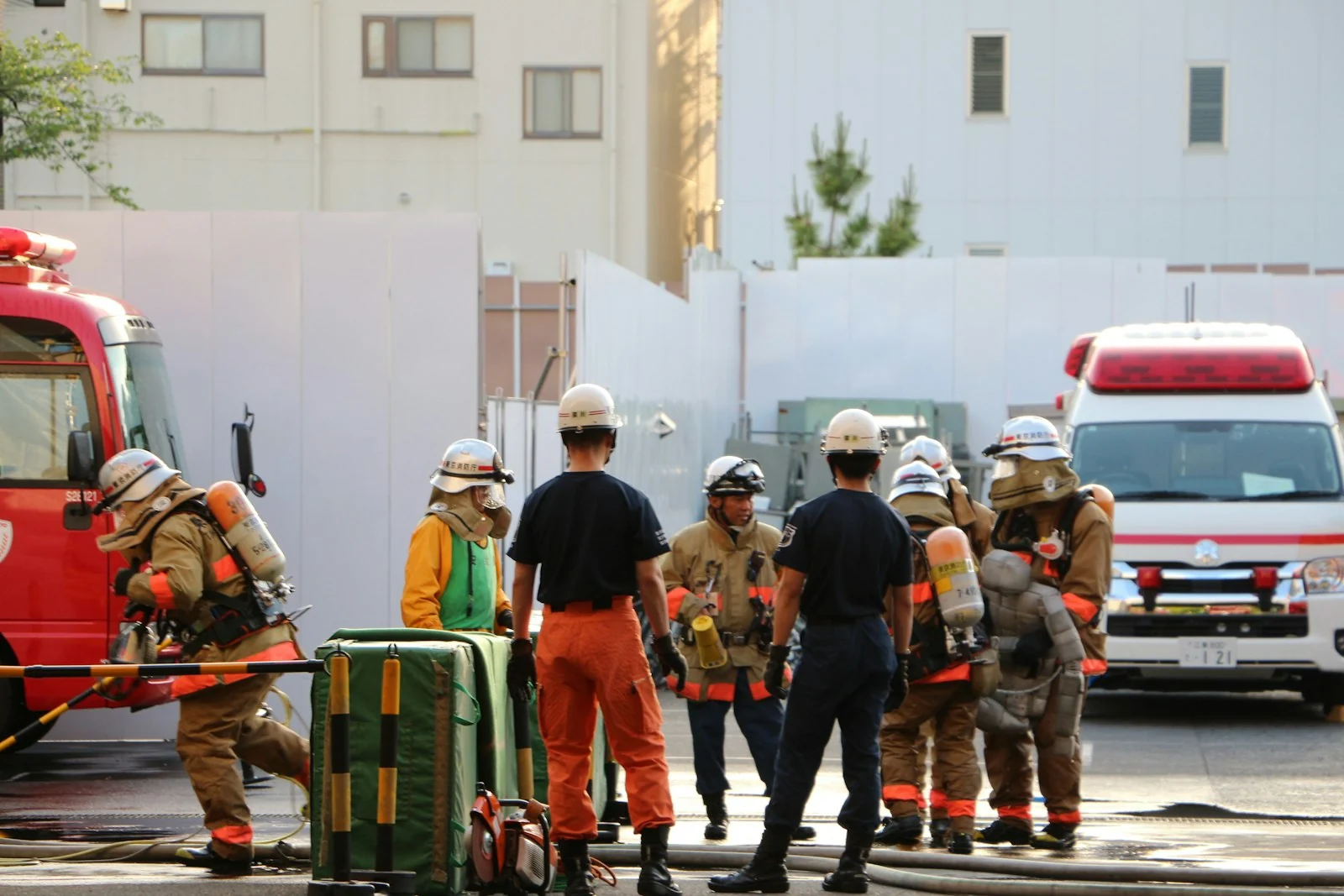 Fire and emergency professionals working together